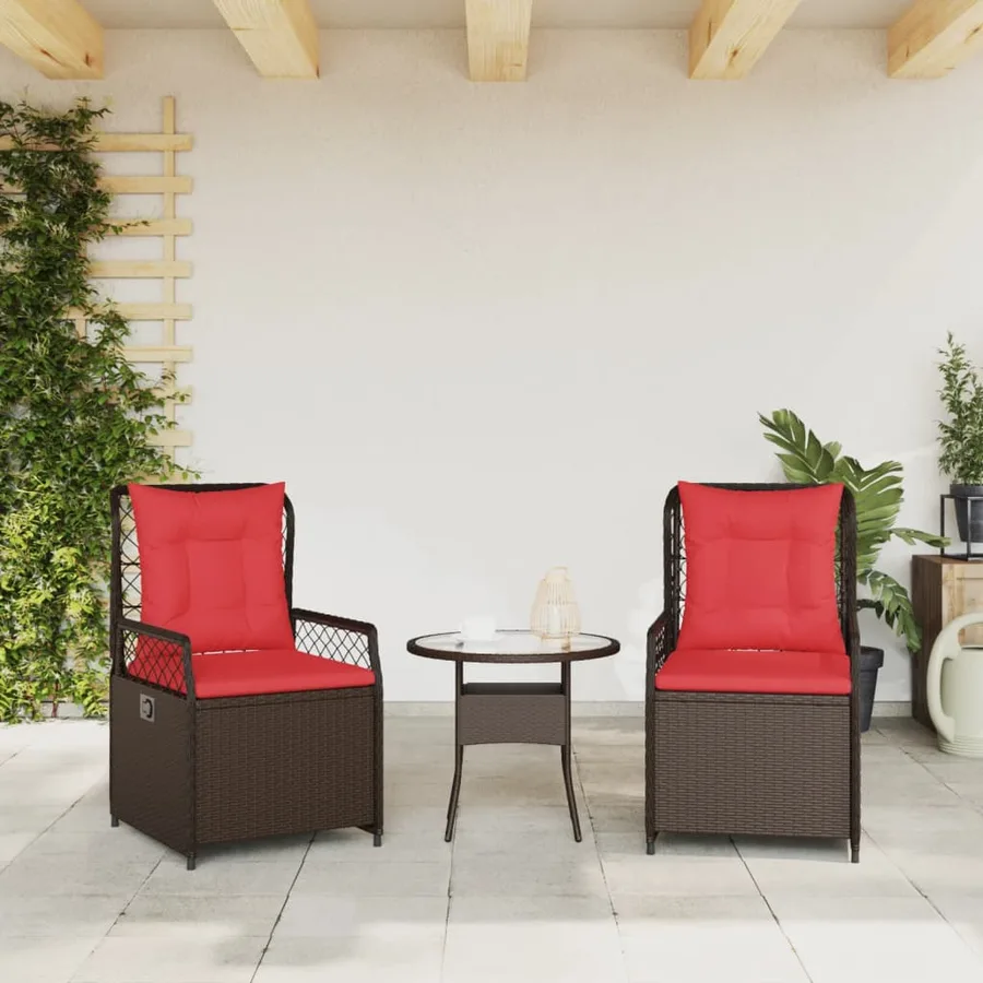 Chaises de jardin inclinables lot de 2 marron résine tressée - 3