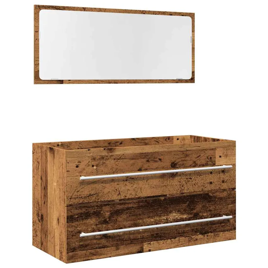 Ensemble de meubles salle de bain 2 pcs bois d'ingénierie - 2