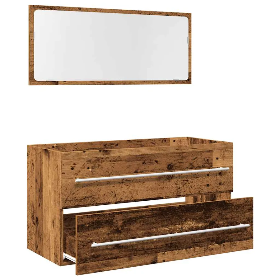 Ensemble de meubles salle de bain 2 pcs bois d'ingénierie - 5