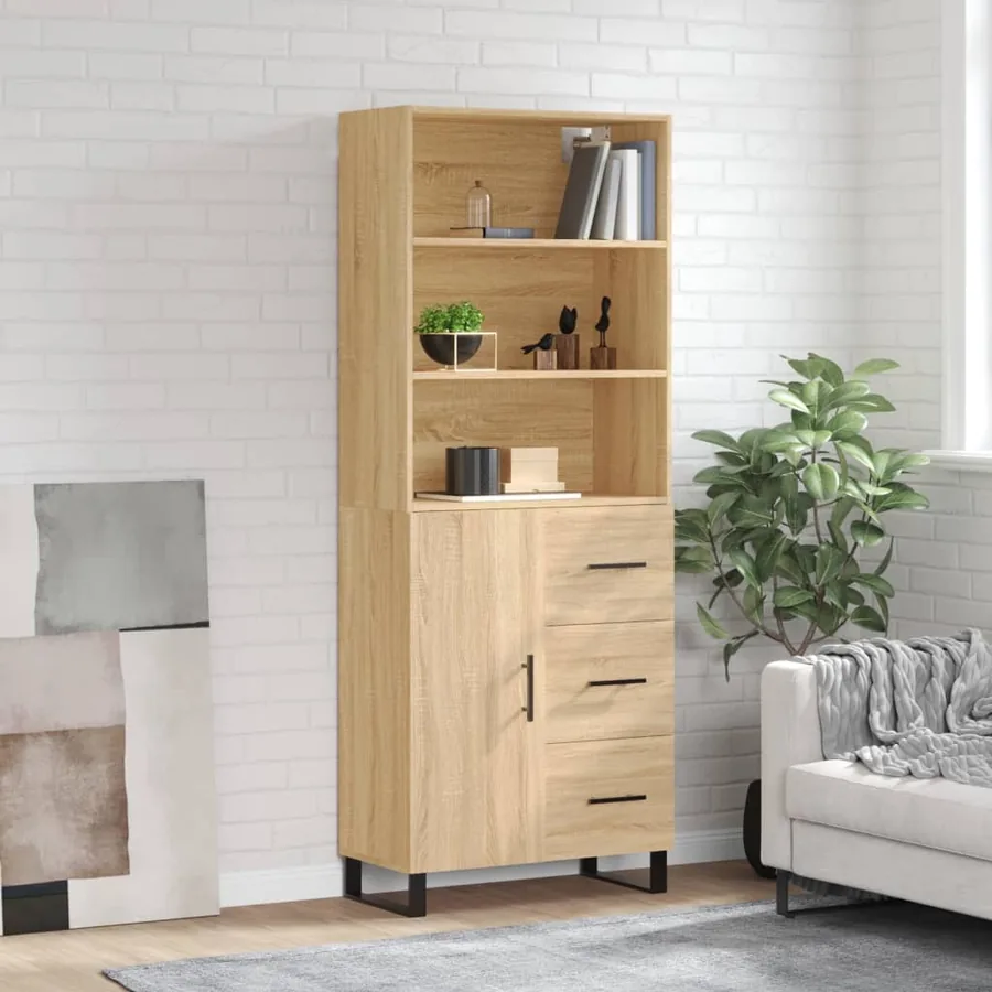 Buffet haut Chêne sonoma 69,5x34x180 cm Bois d'ingénierie