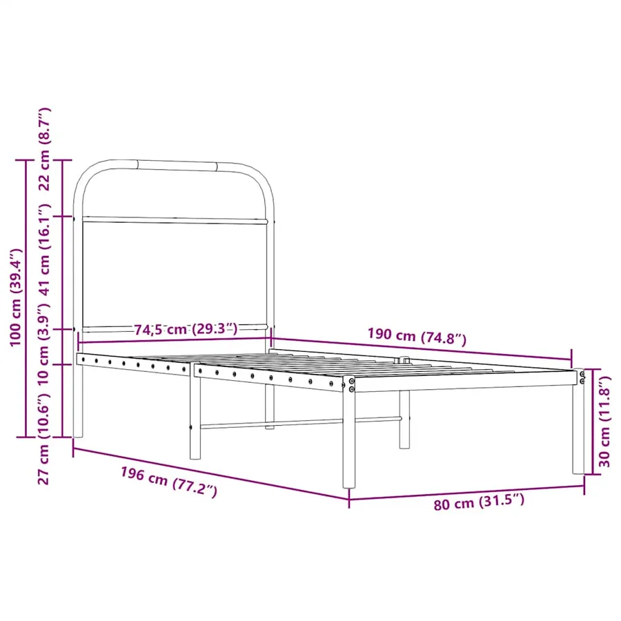 Tête de lit de remplacement chêne sonoma 75 cm acier et bois d'ingénierie - 9