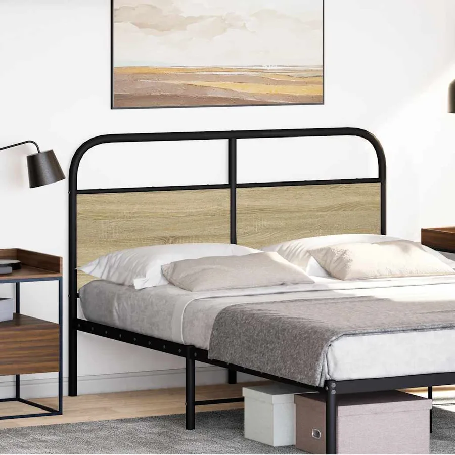 Tête de lit de remplacement chêne sonoma 135 cm acier et bois d'ingénierie - 2