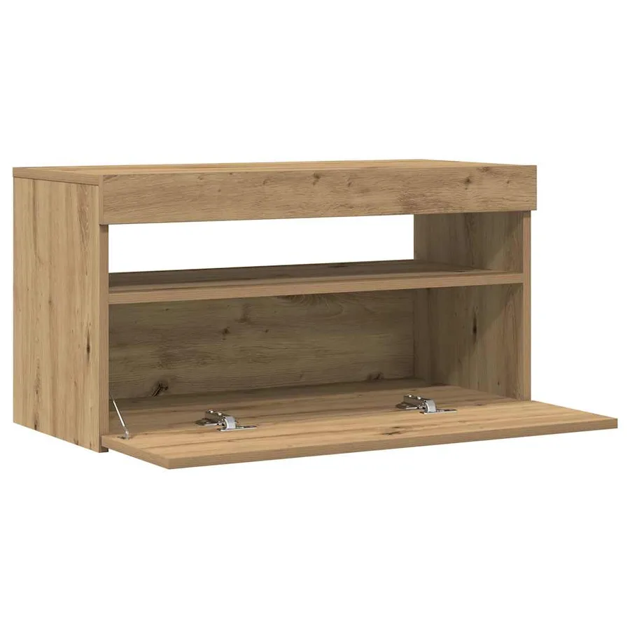 Meuble TV avec lumières LED chêne artisanal bois d'ingénierie - 16