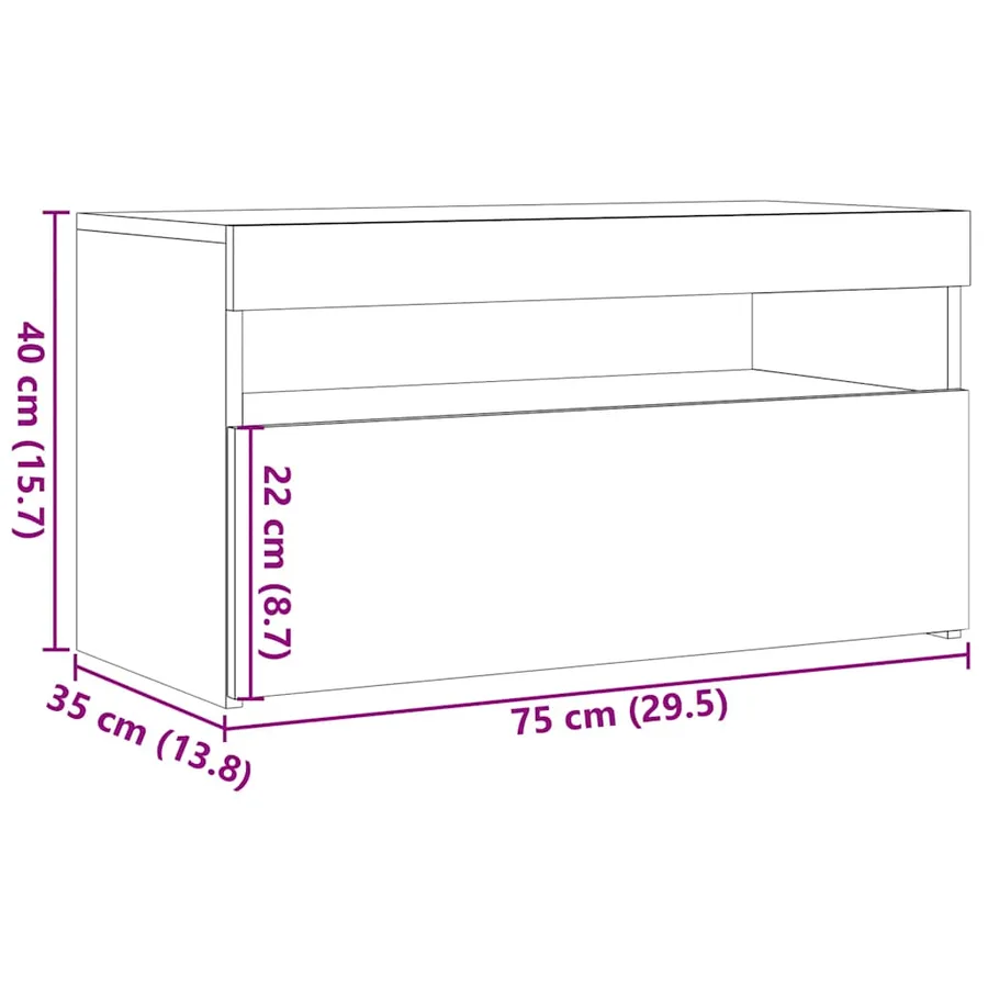 Meuble TV avec lumières LED chêne artisanal bois d'ingénierie - 19