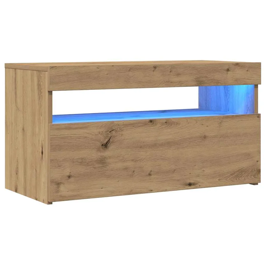 Meuble TV avec lumières LED chêne artisanal bois d'ingénierie - 6