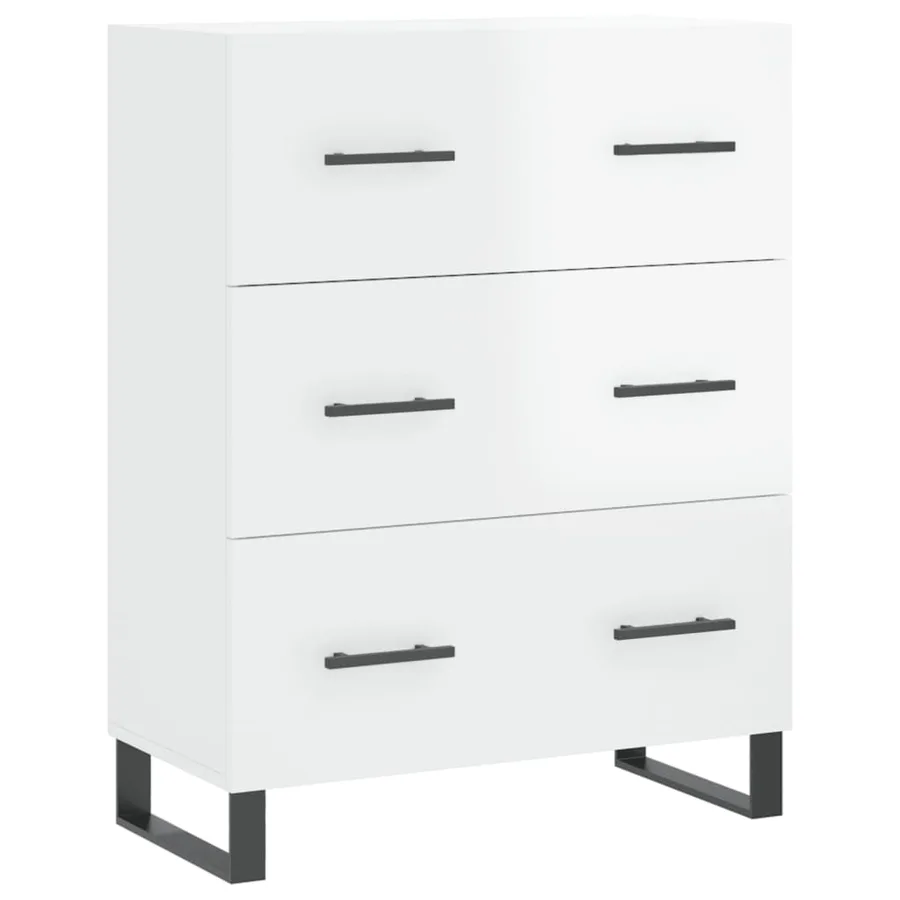 Buffet haut Blanc brillant 69,5x34x180 cm Bois d'ingénierie - 7