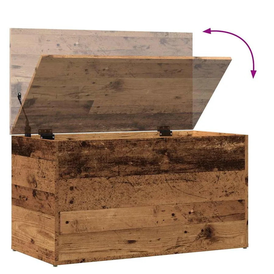Coffre de rangement vieux bois 84x42x46 cm bois d'ingénierie - 8