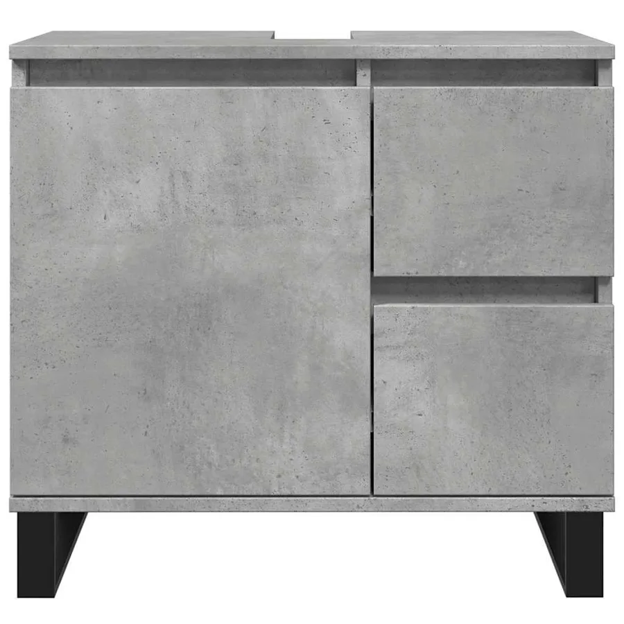Armoire de lavabo de salle de bain gris béton 65x33x60 cm - 4