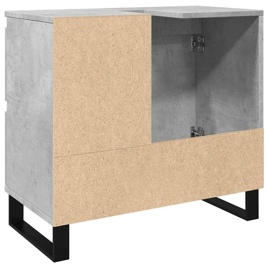 Armoire de lavabo de salle de bain gris béton 65x33x60 cm - 6