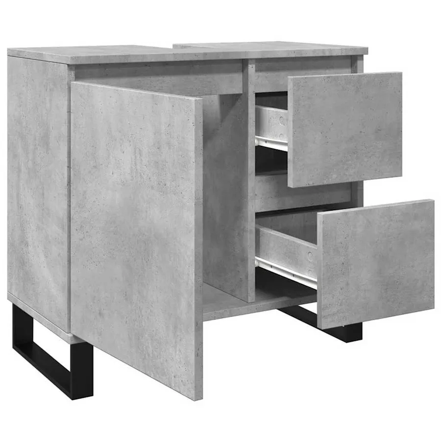 Armoire de lavabo de salle de bain gris béton 65x33x60 cm - 8