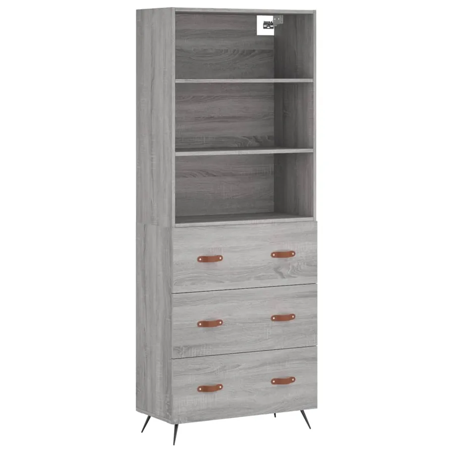 Buffet haut Sonoma gris 69,5x34x180 cm Bois d'ingénierie - 2
