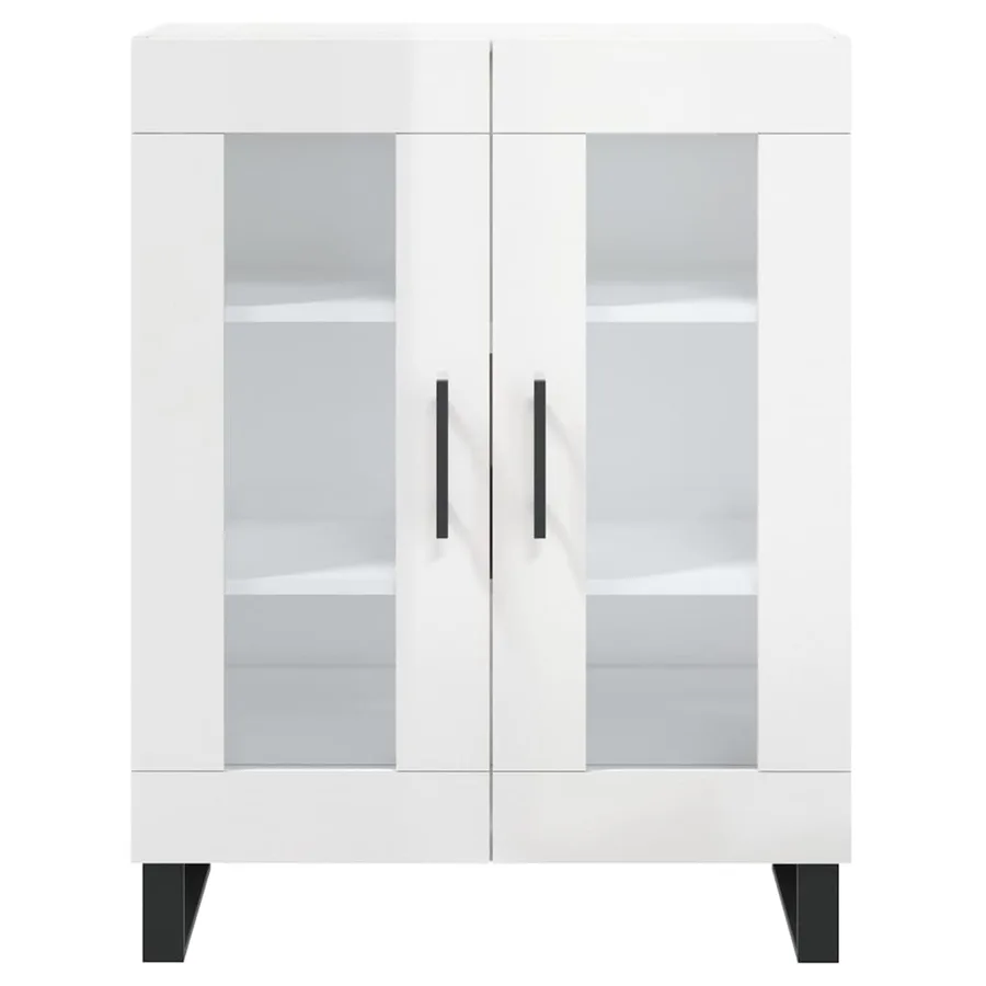 Buffet haut Blanc brillant 69,5x34x180 cm Bois d'ingénierie - 8