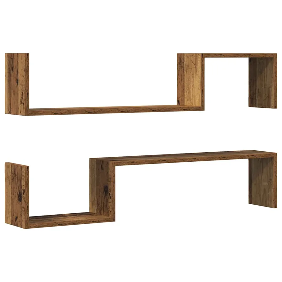 Étagères murales 2 pcs vieux bois 100x15x20cm bois d'ingénierie - 2