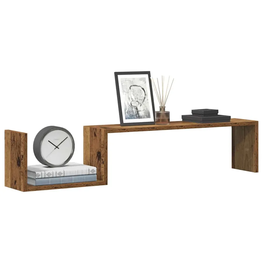 Étagères murales 2 pcs vieux bois 100x15x20cm bois d'ingénierie - 3