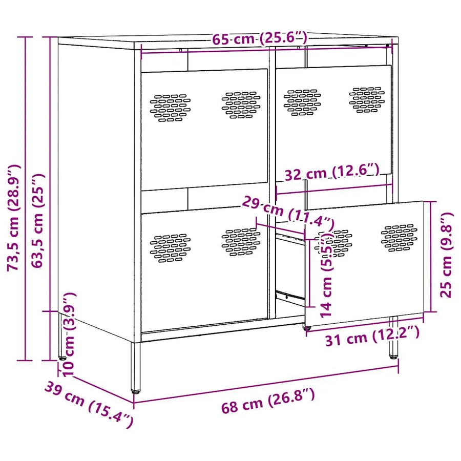 Buffet blanc 68x39x73,5 cm acier laminé à froid - 13