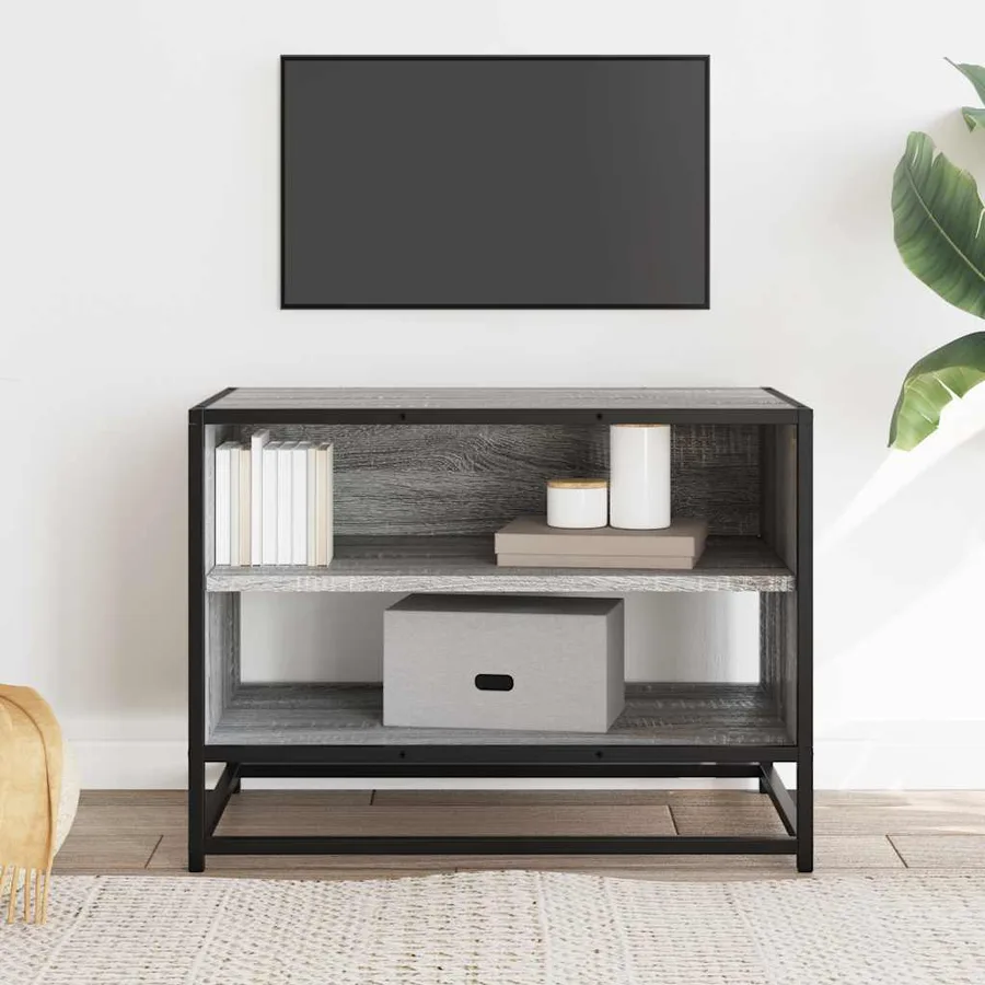 Meuble TV sonoma gris 61x40x46 cm bois d'ingénierie et métal - 3