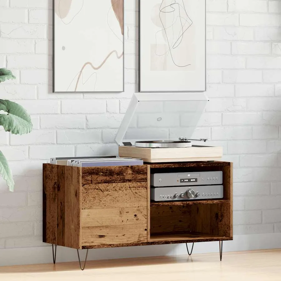 Armoire à disques vieux bois 84,5x38x48 cm bois d'ingénierie - 3