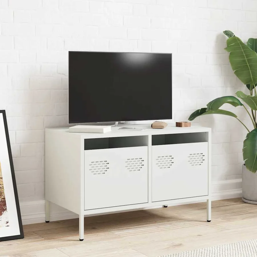 Meuble TV blanc 68x39x43,5 cm acier laminé à froid - 3