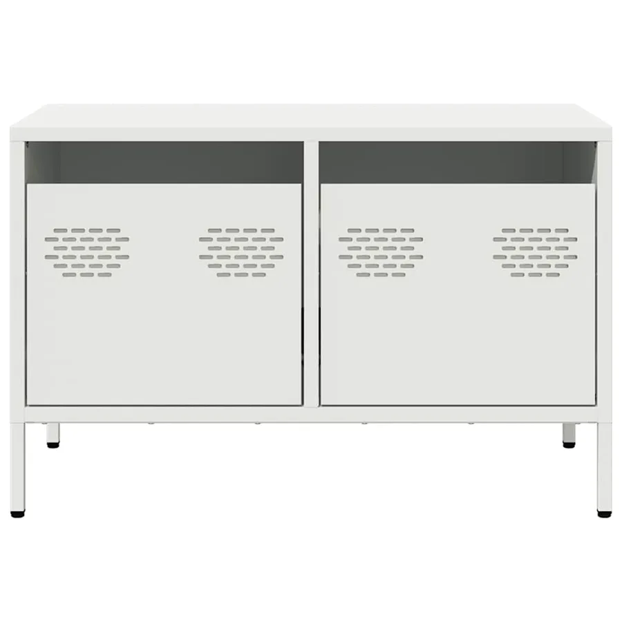 Meuble TV blanc 68x39x43,5 cm acier laminé à froid - 4