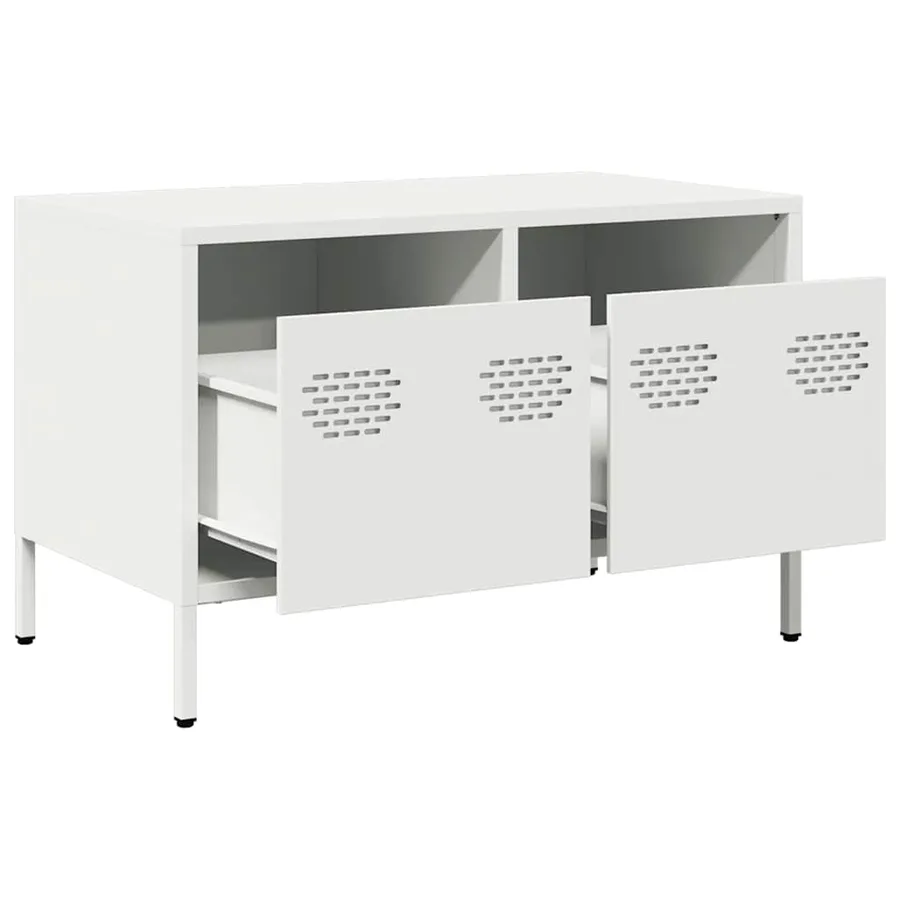 Meuble TV blanc 68x39x43,5 cm acier laminé à froid - 5
