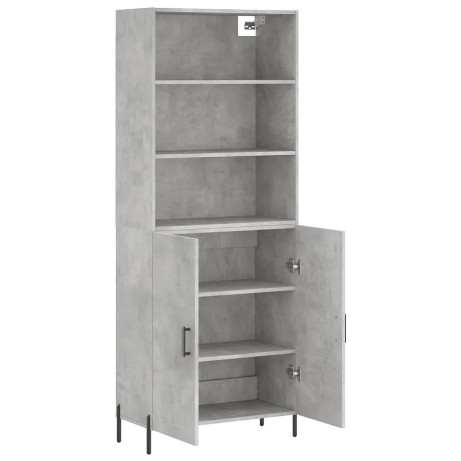Buffet haut Gris béton 69,5x34x180 cm Bois d'ingénierie - 4