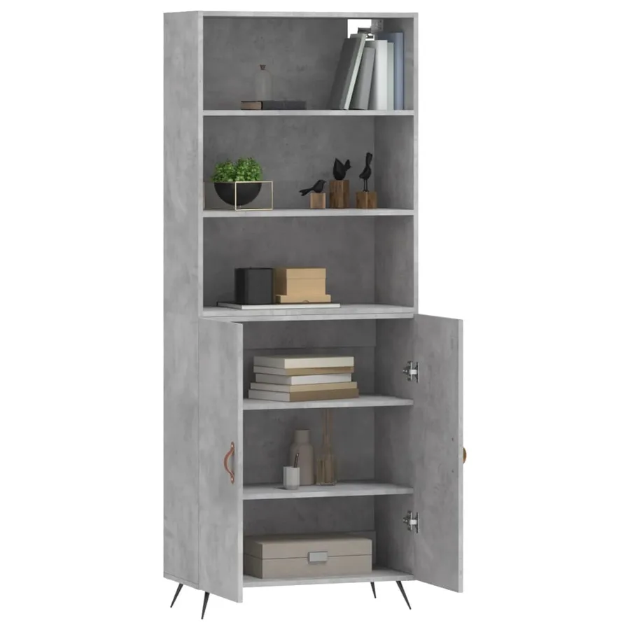 Buffet haut Gris béton 69,5x34x180 cm Bois d'ingénierie - 11
