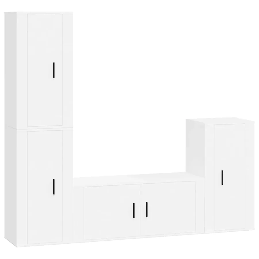 Ensemble de meubles TV 4 pcs Blanc Bois d'ingénierie - 2