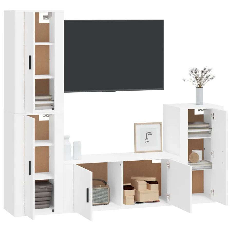 Ensemble de meubles TV 4 pcs Blanc Bois d'ingénierie - 3