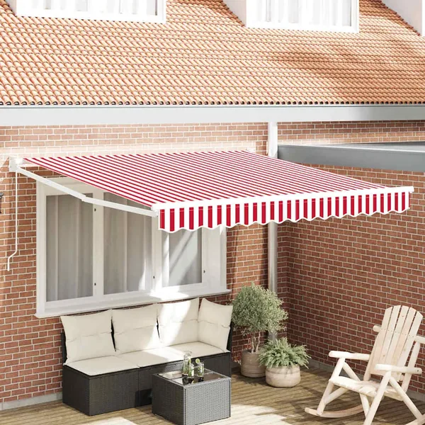 Auvent rétractable Rouge et Blanc 350 x 250 cm