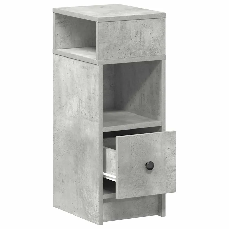 Table de chevet avec tiroir gris béton 25x31x66 cm - 5