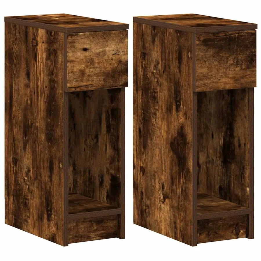 Tables de chevet avec tiroir 2 pcs chêne fumé 20x36x60 cm - 2