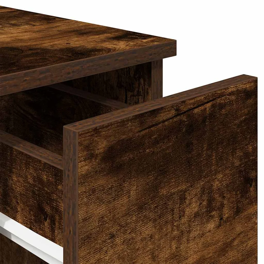 Tables de chevet avec tiroir 2 pcs chêne fumé 20x36x60 cm - 9
