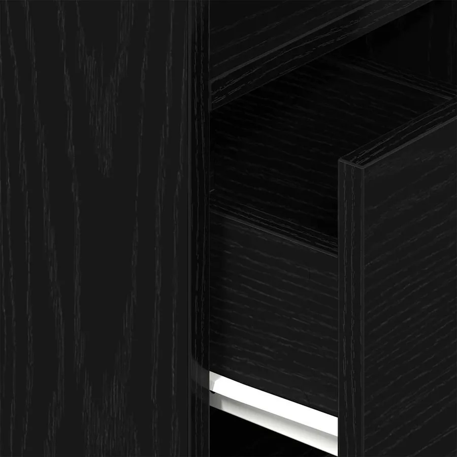 Tables de chevet 2 pcs avec tiroir noir 25x31x66 cm - 8