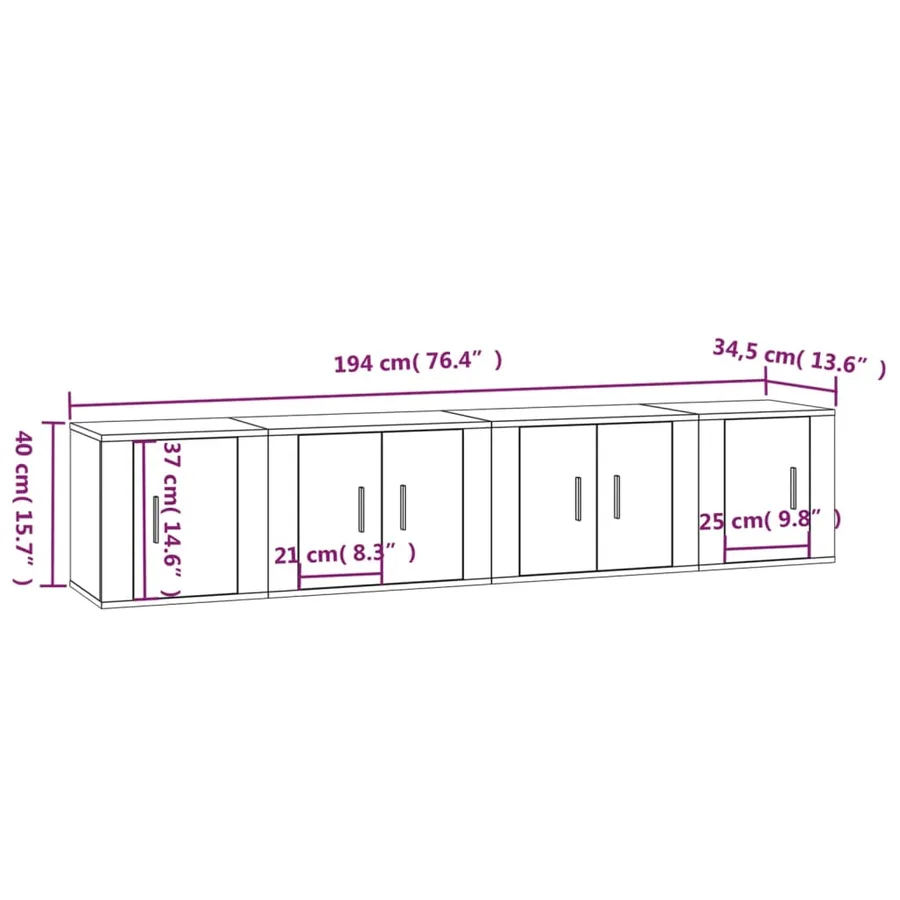 Ensemble de meubles TV 4 pcs Sonoma gris Bois d'ingénierie - 10