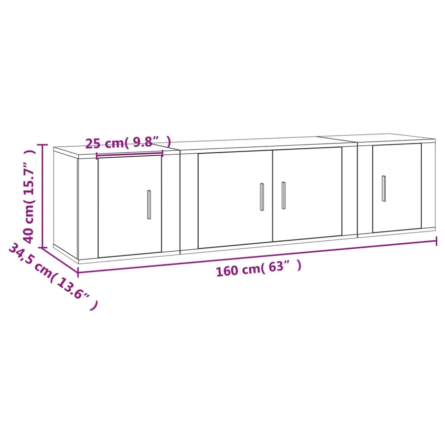 Ensemble de meubles TV 3 pcs Chêne sonoma Bois d'ingénierie - 10