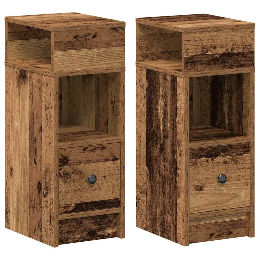 Tables de chevet 2 pcs avec tiroir bois ancien 25 x 31 x 66 cm - 2