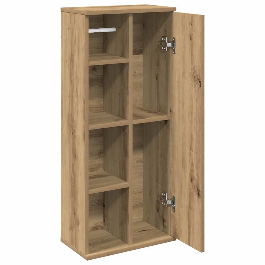 Meuble de salle de bain avec porte-rouleau chêne artisanal - 5