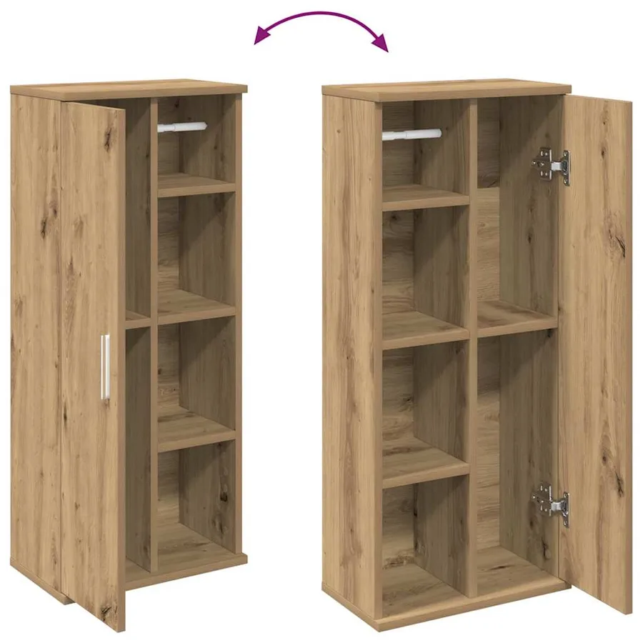 Meuble de salle de bain avec porte-rouleau chêne artisanal - 8