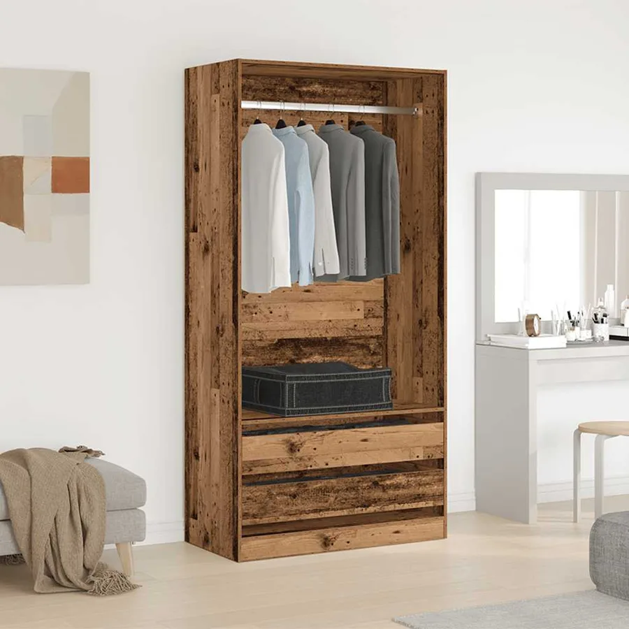 Garde-robe vieux bois 100x50x200 cm bois d'ingénierie - 3
