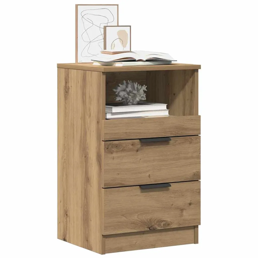 Tables de chevet 2 pcs chêne artisanal bois d'ingénierie - 4