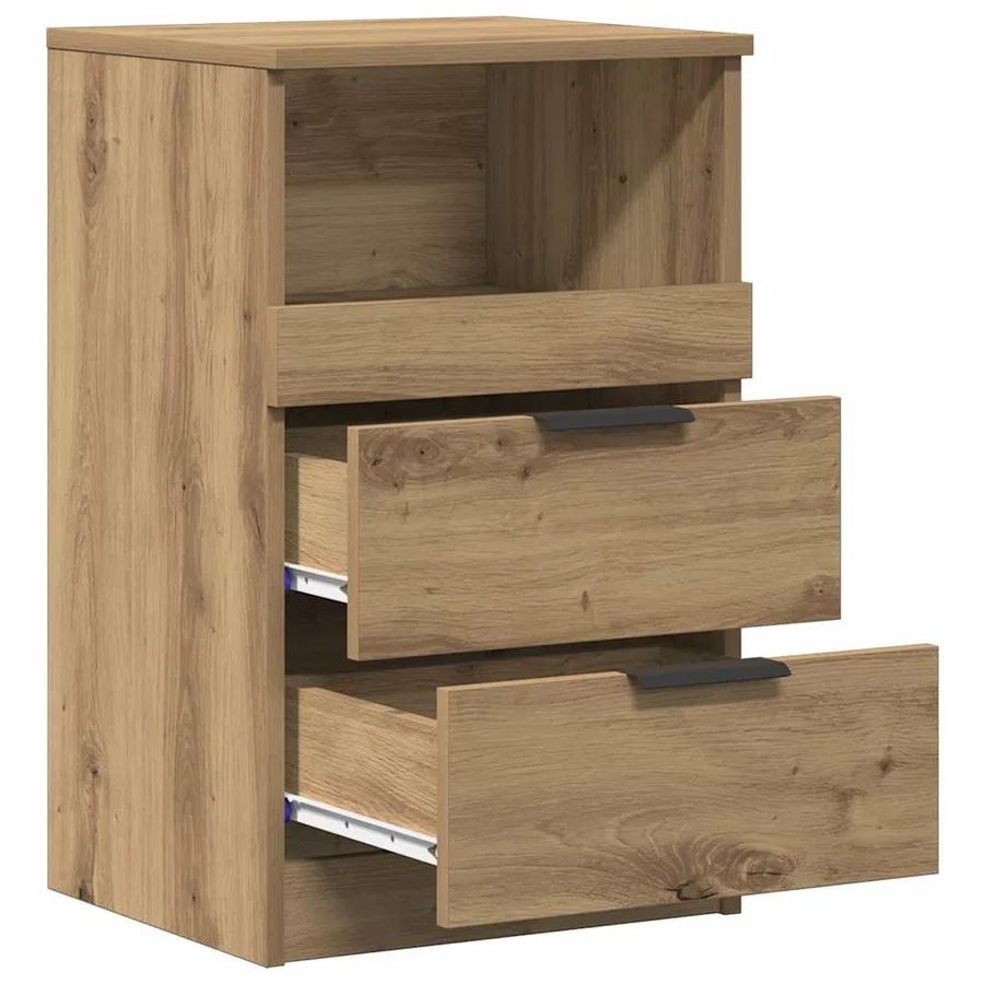 Tables de chevet 2 pcs chêne artisanal bois d'ingénierie - 5