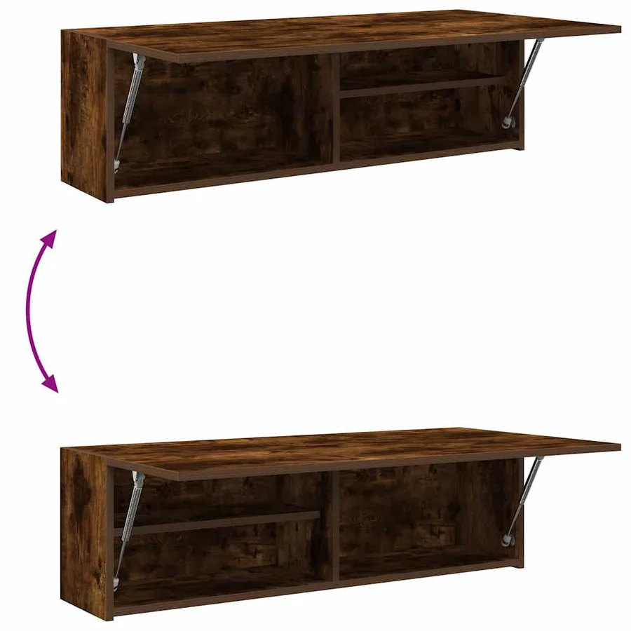 Armoire murale de bain chêne fumé 100x25x30cm bois d'ingénierie - 9
