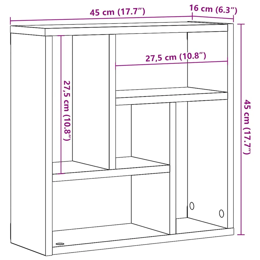 Étagère murale chêne artisanal 45x16x45 cm bois d'ingénierie - 9