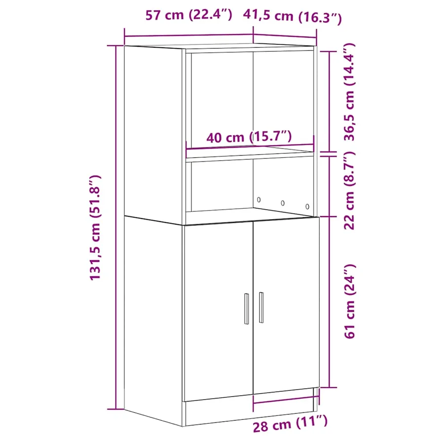 Armoire de cuisine chêne sonoma 57x41,5x131,5cm bois ingénierie - 10