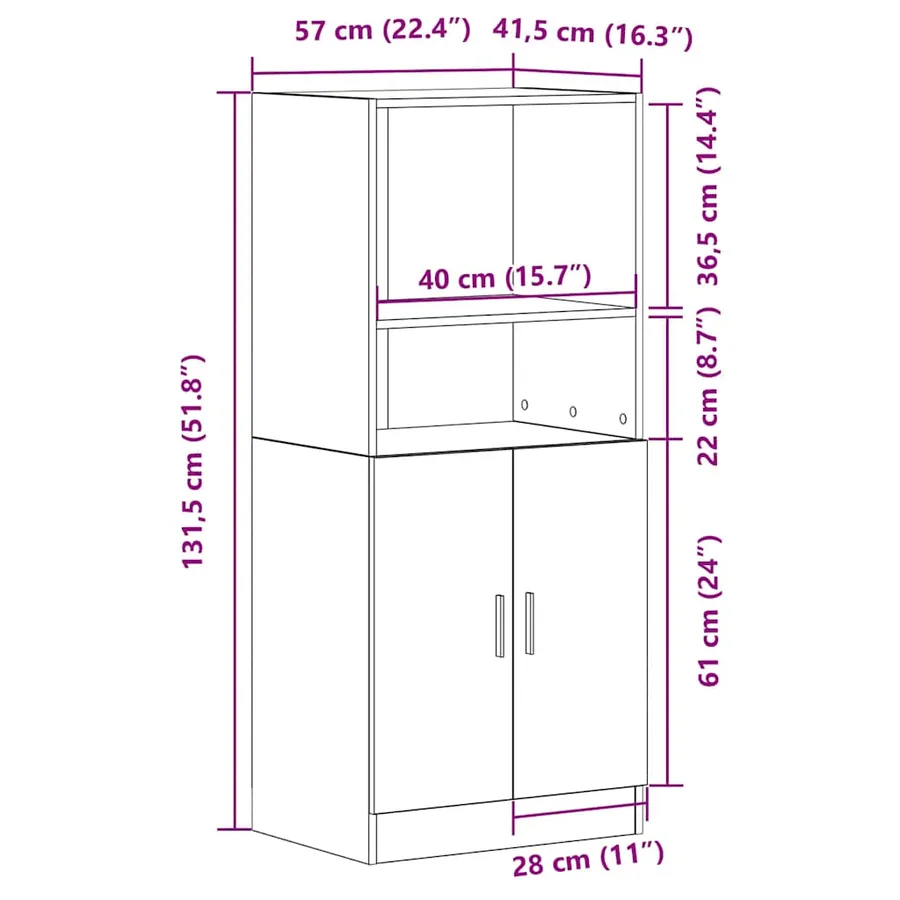 Armoire de cuisine blanc 57x41,5x131,5 cm bois d'ingénierie - 10