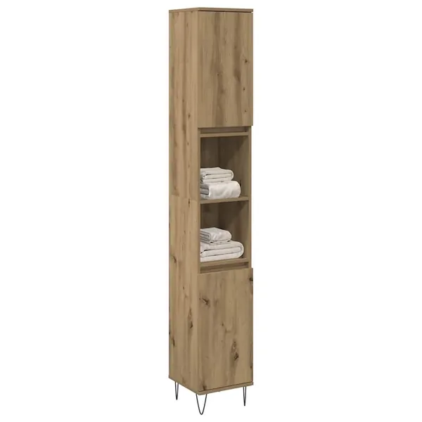 Armoire de salle de bain chêne artisanal 30x30x190 cm