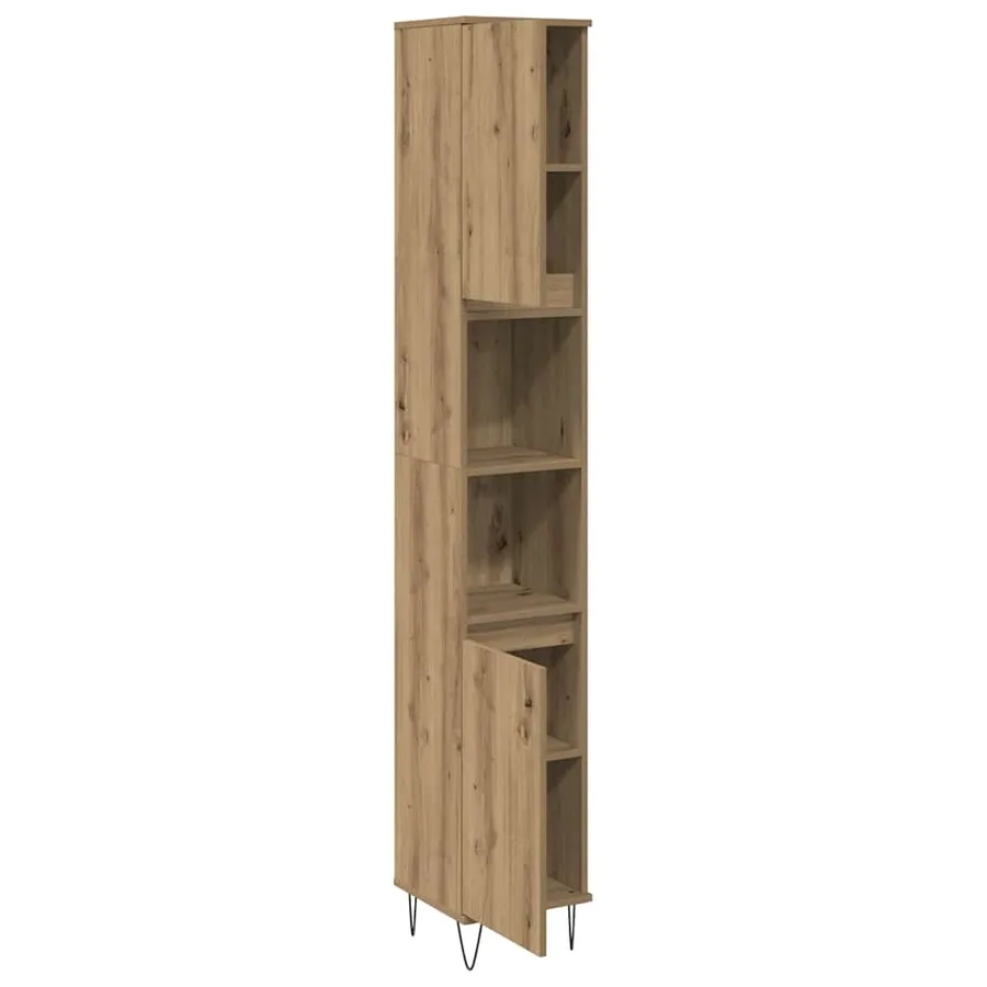Armoire de salle de bain chêne artisanal 30x30x190 cm - 4