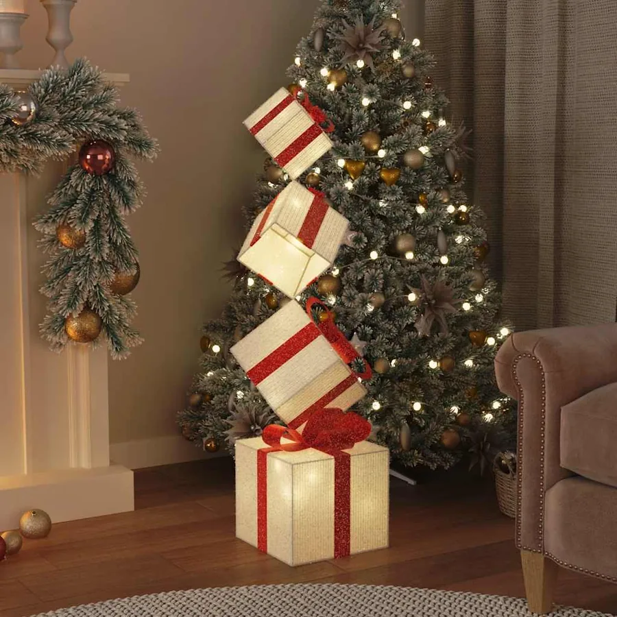 Boîte-cadeau de décoration de Noël 80 LED blanc chaud