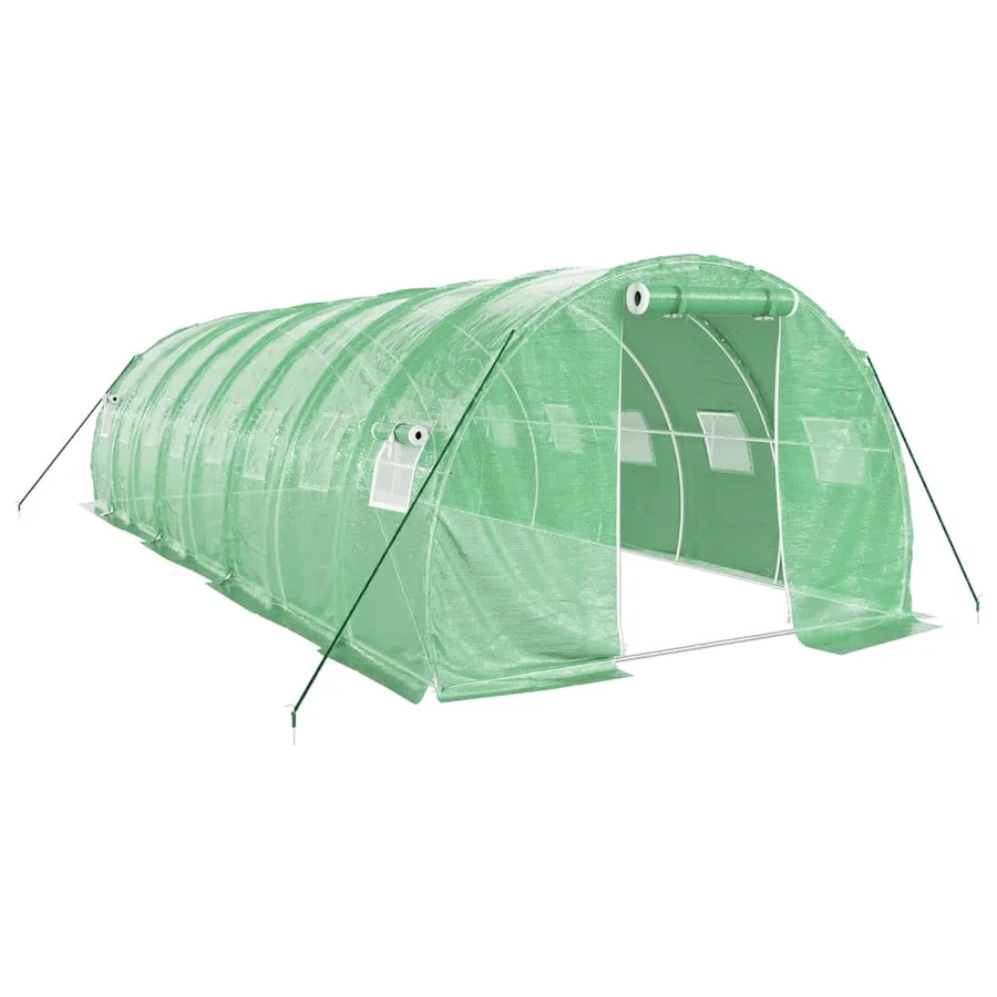 Serre avec cadre en acier vert 24 m² 8x3x2 m - 2
