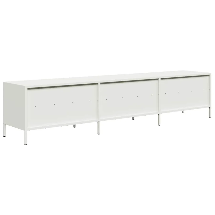 Meuble TV blanc 202x39x43,5 cm acier laminé à froid - 7